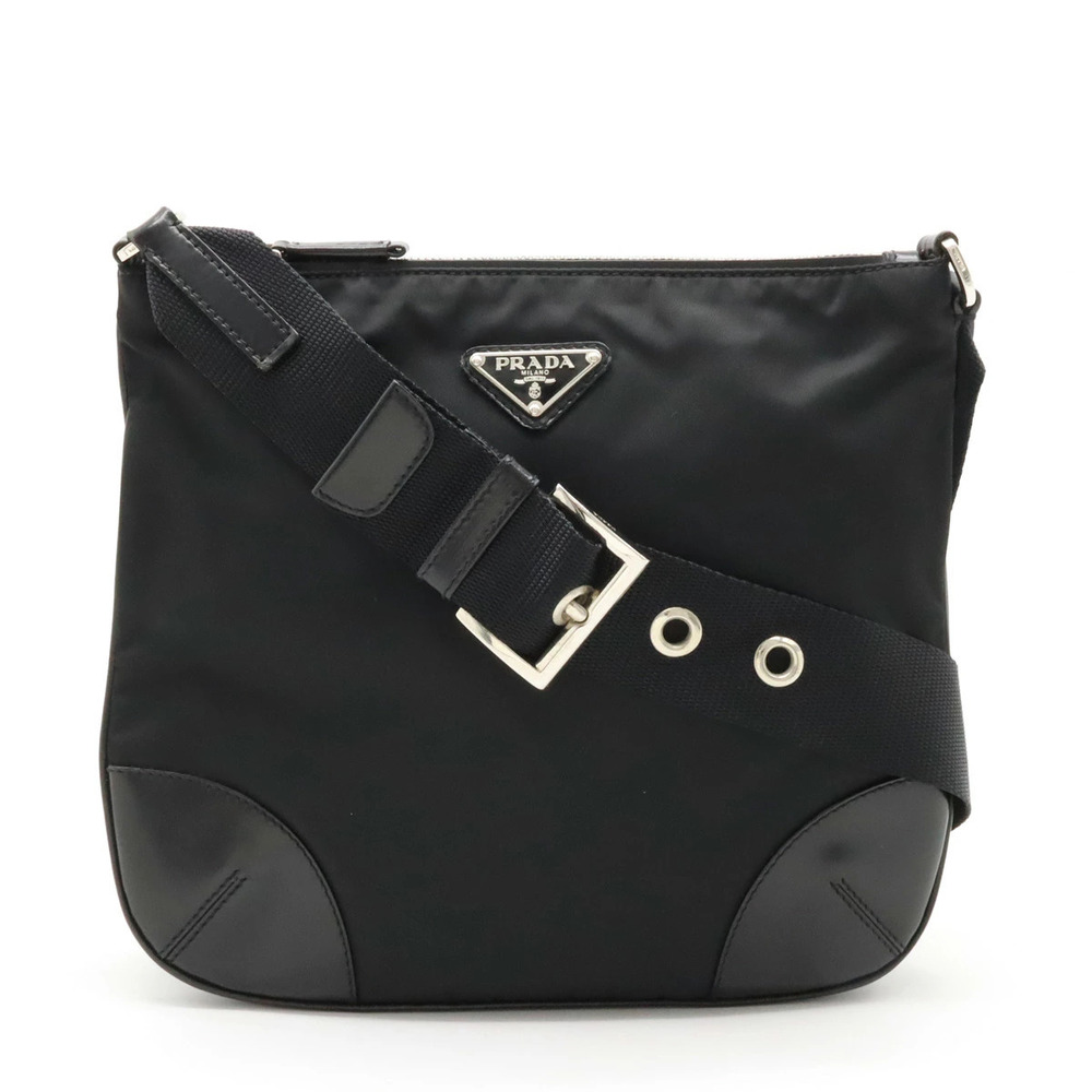Prada Tessuto Crossbody Bag Leather NERO Black